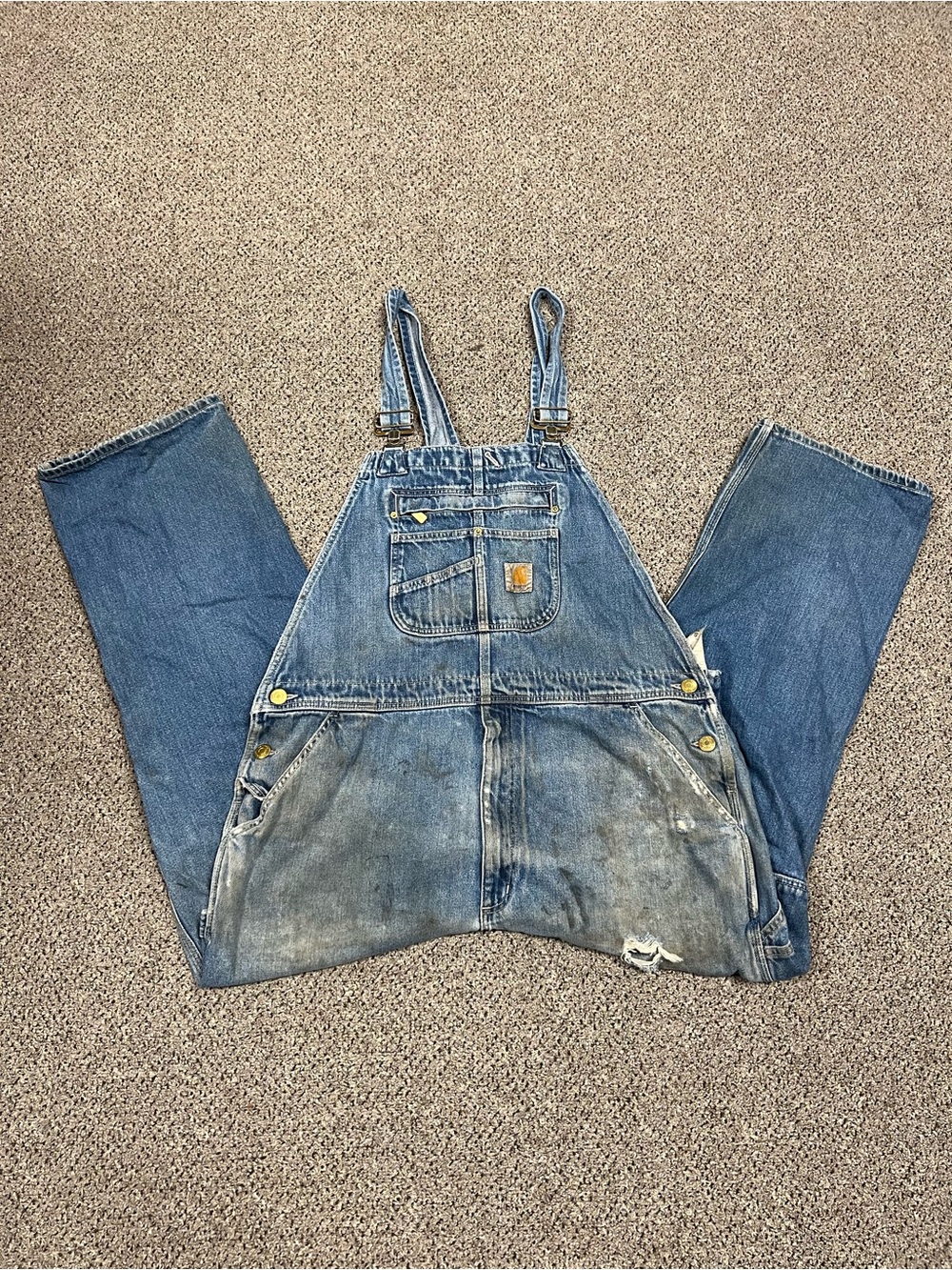 Distressed Carhartt Denim Overalls